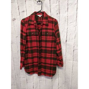 L.L. Bean Signature Cotton Buffalo Plaid Shirt Tunic Size S Small Flannel Cabinc